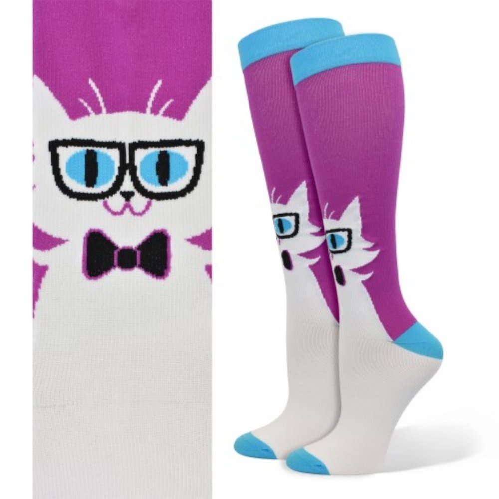 Cat With Glasses 10-14mmHG Light Compression Sock